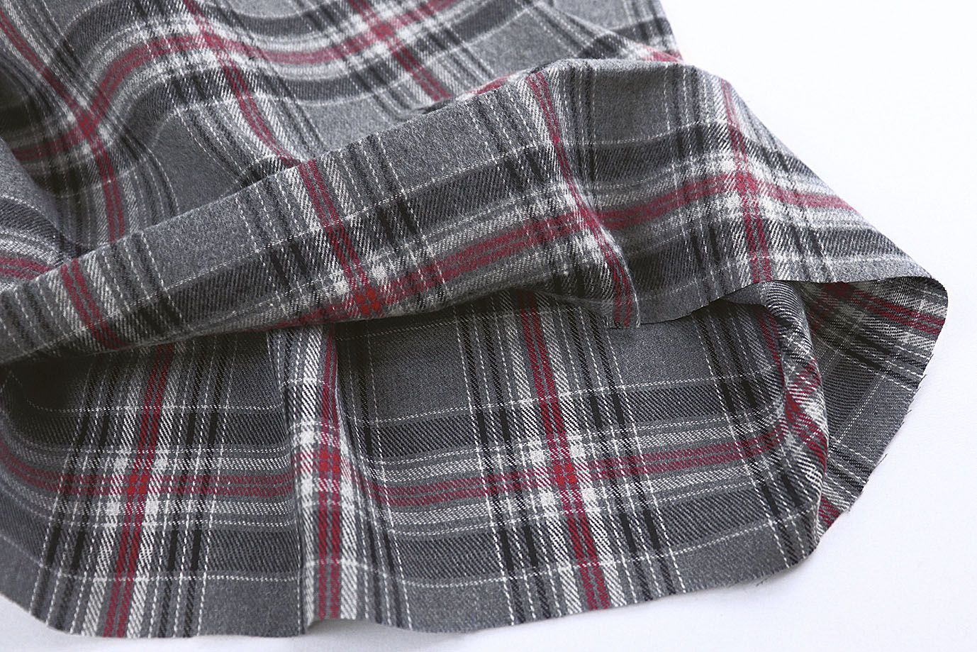 Рубашечная ткань принт/клетка бордовая на сером 1418-PY/D#2/C#2