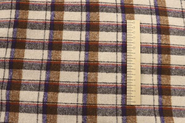 Пальтовая ткань принт/клетка молочно-коричневая AP210426031/D#908-5115/C#1