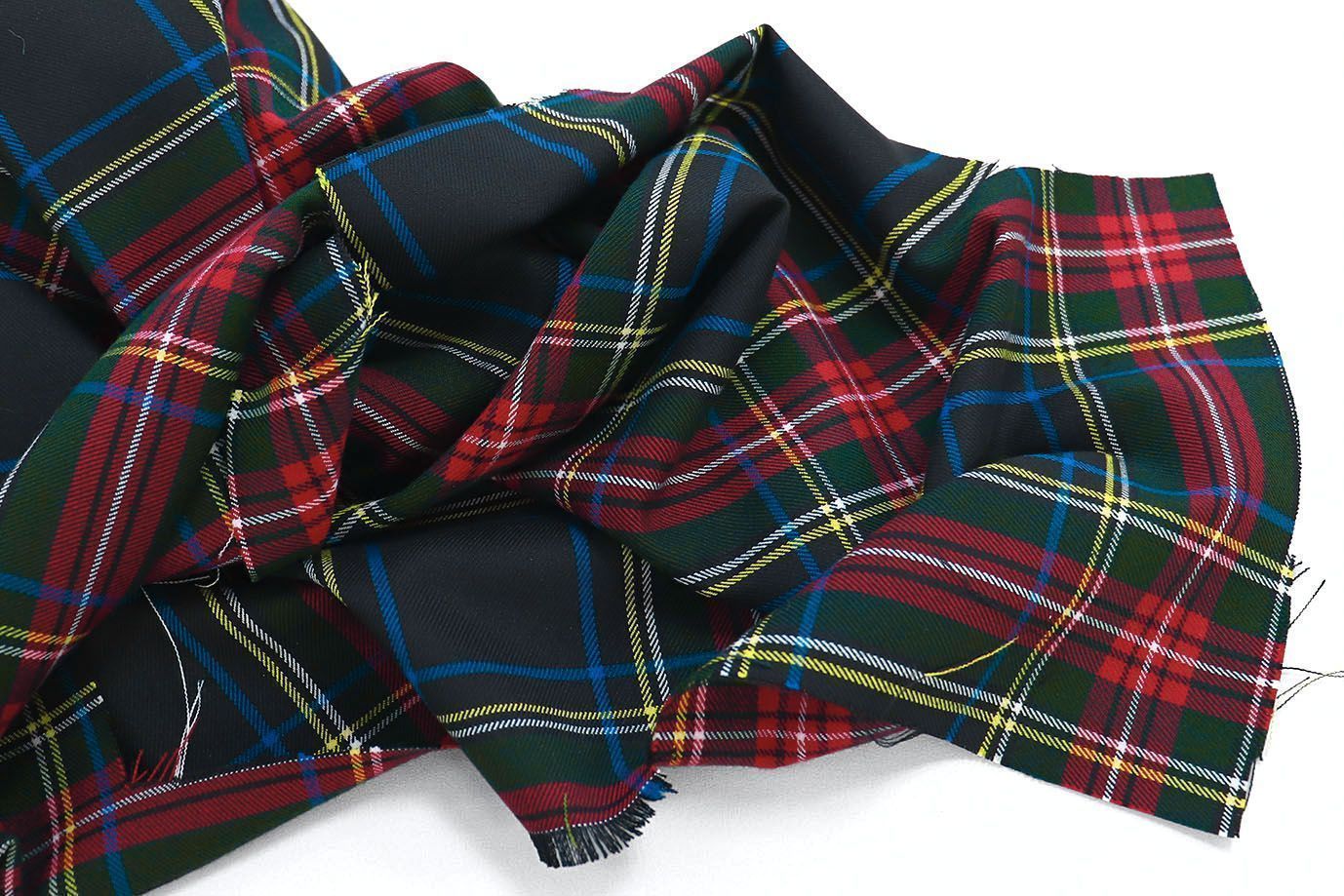 Костюмная ткань принт/клетка желто-красная на черном 2811-PY/D#7/С#2