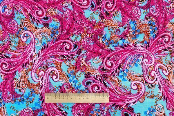 Штапель принт/розовый на голубом 1374-PY/D#47/C#1