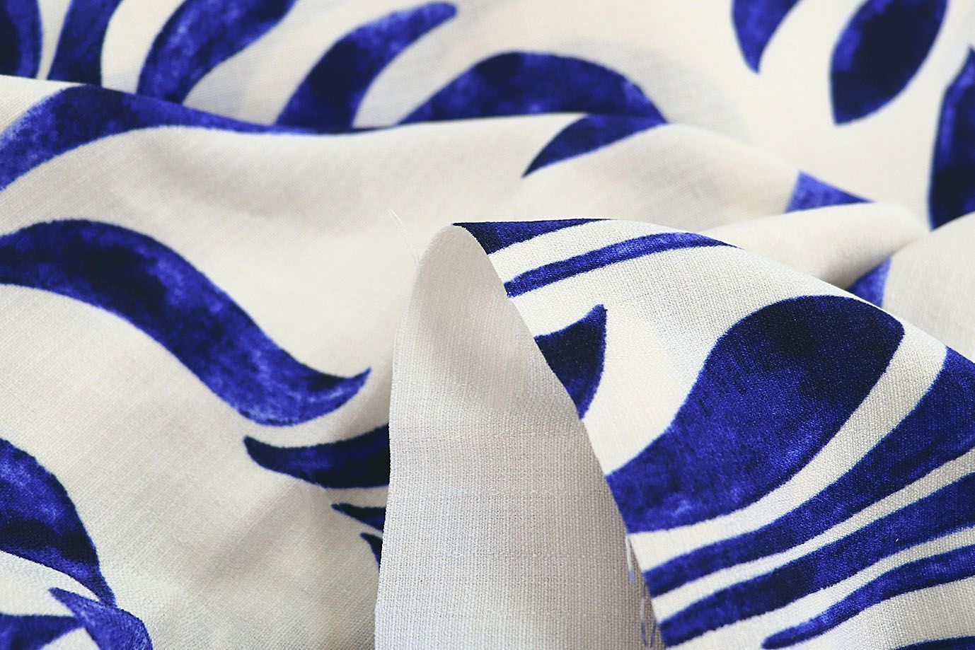 Лен слаб принт/синий на молочном 3797-PY/D#1/C#1