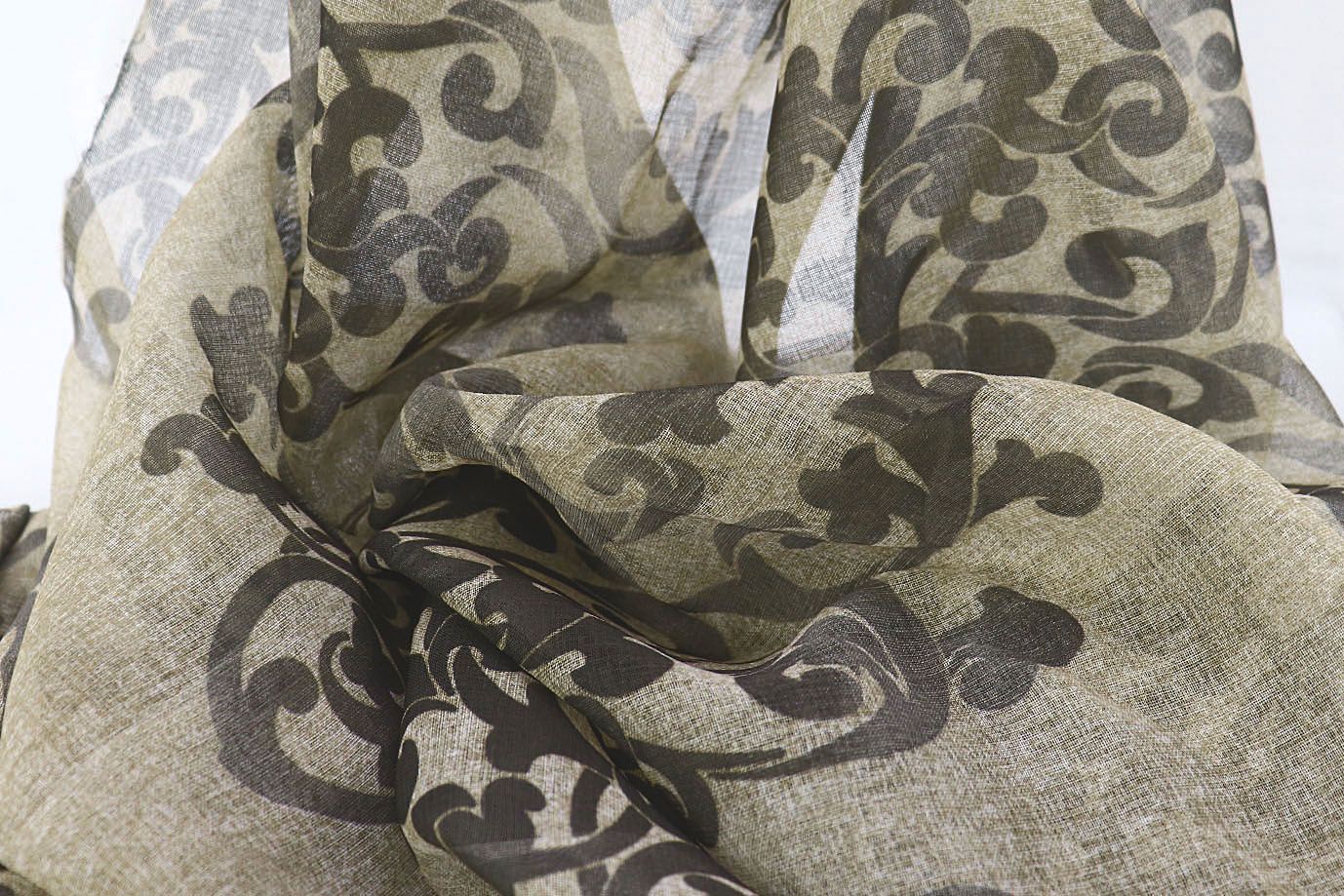 Тюль принт/узор темно-серый WBC23/C#12C