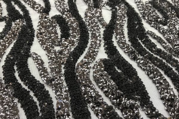 Сетка с вышивкой пайетками/черный 239-PG/C#1 Black (DT13143C)