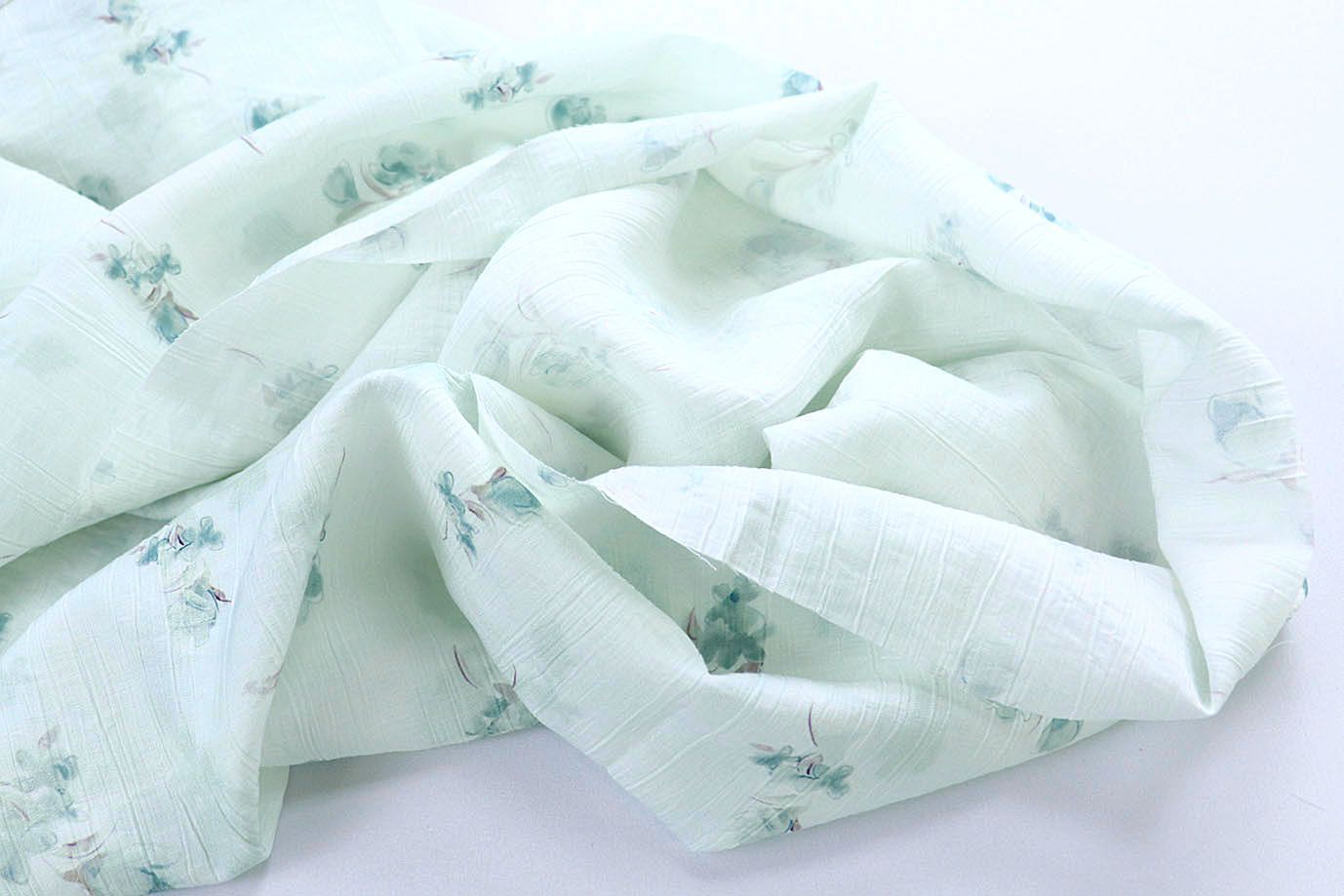 Лен "Медея" принт/цветы изумрудные на белом 4098-PY/D#4/C#1