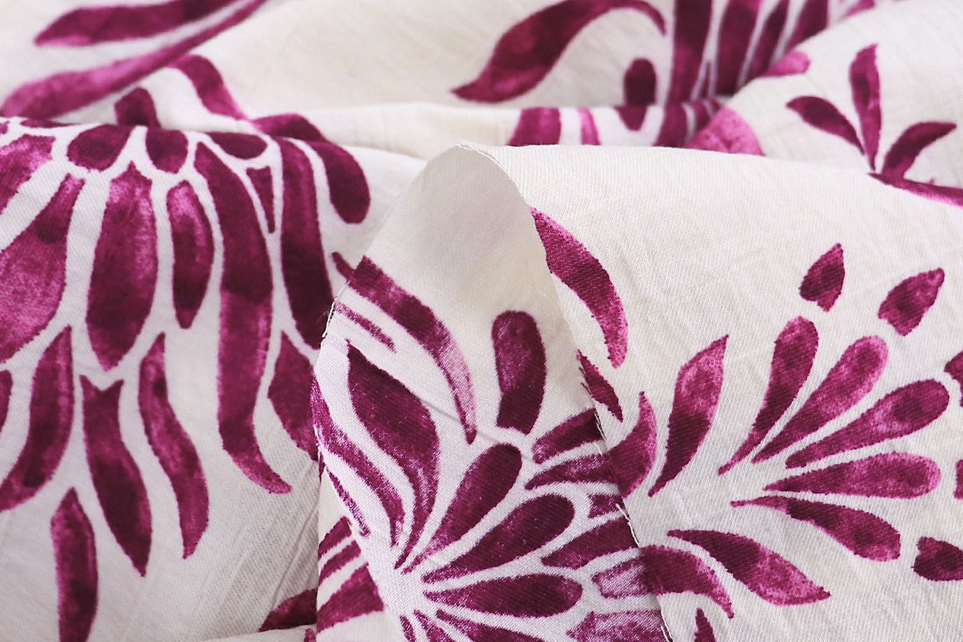 Лен N/R принт/малиновый на белом 3891-PY/D#1/C#3