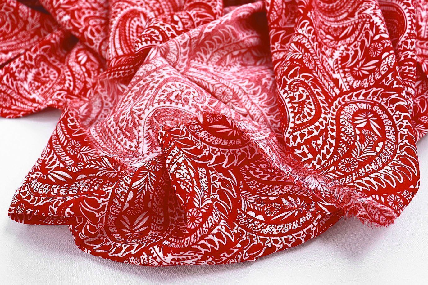 Штапель принт/узор белый на красном 1374-PY/D#26/C#5