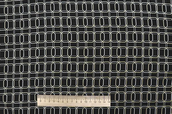 Сатин "Армани" принт/бело-желтый на черном 4042-PY/D#1/C#1