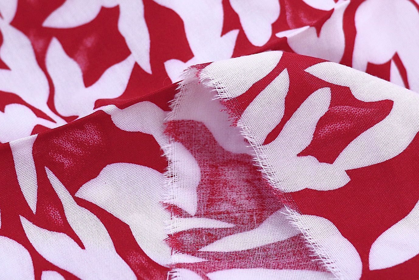 Штапель принт/цветы белые на красном 1382-PY/D#3/C#5