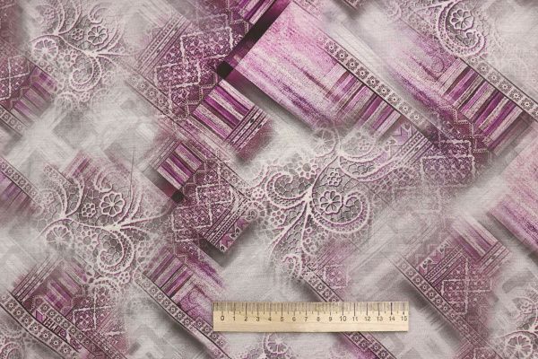 Сатин "Морокко" принт/серо-розовый 3888-PY/D#3/C#1