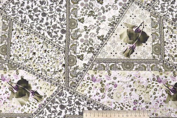 Лен слаб принт/узор коричнево-розовый на белом 4103-PY/D#1/C#2