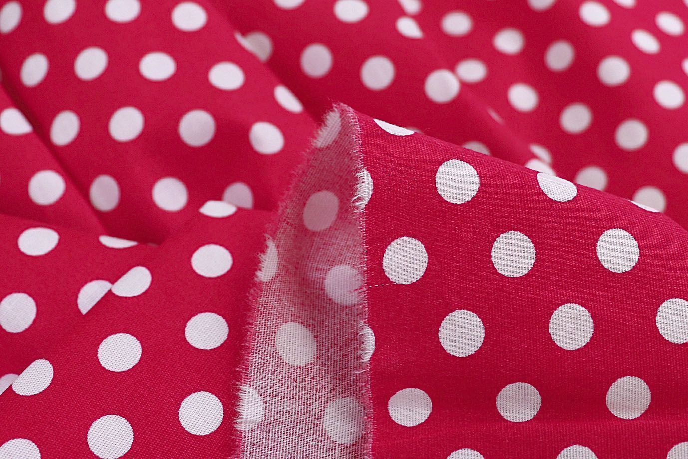 Хлопок "Поплин" стрейч принт/горох белый на красном 3716-PY/D#1/C#1