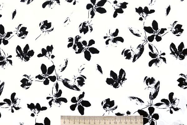 Штапель принт/цветы черные на белом 4203-PY/D#69/C#2