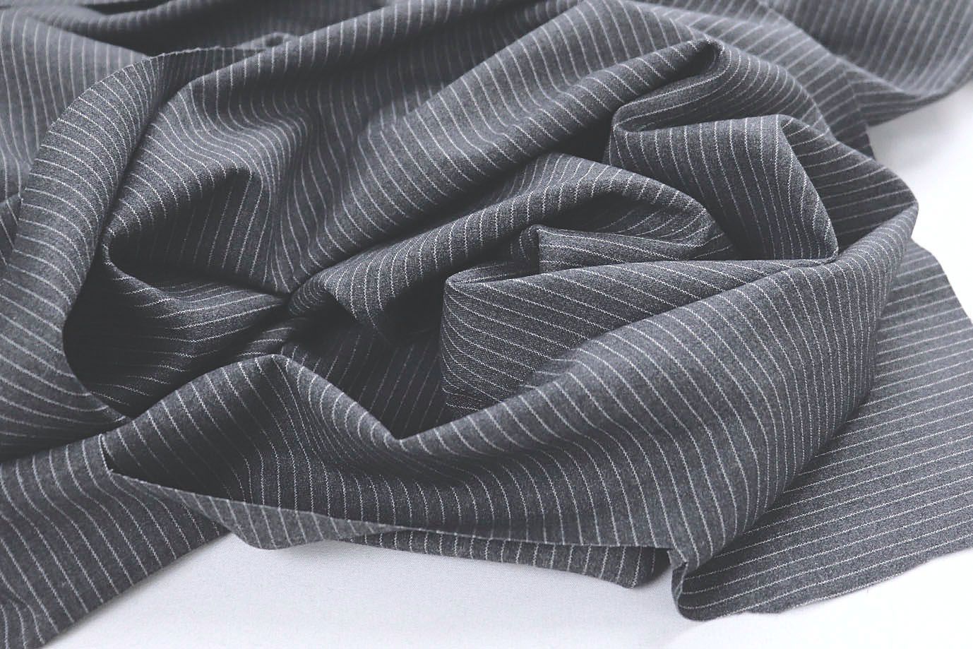Костюмная ткань "Полоска" принт/полоска белая на сером 3972-PY/C#Gray With Stripes