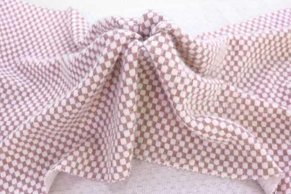 Трикотаж "Альпака" жаккард/клетка бело-розовая 3761-PY/D#1/C#1