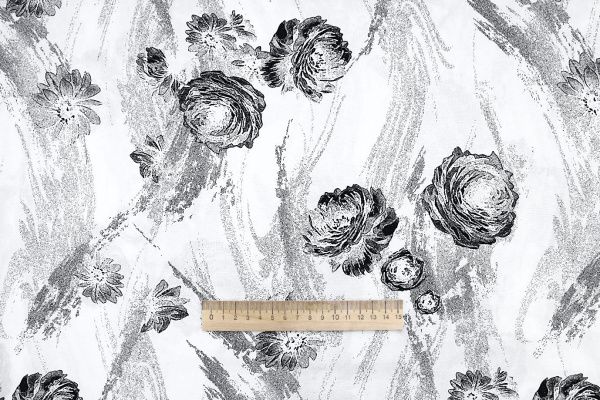 Штапель принт/цветы черные на белом 3861-PY/D#4/C#2