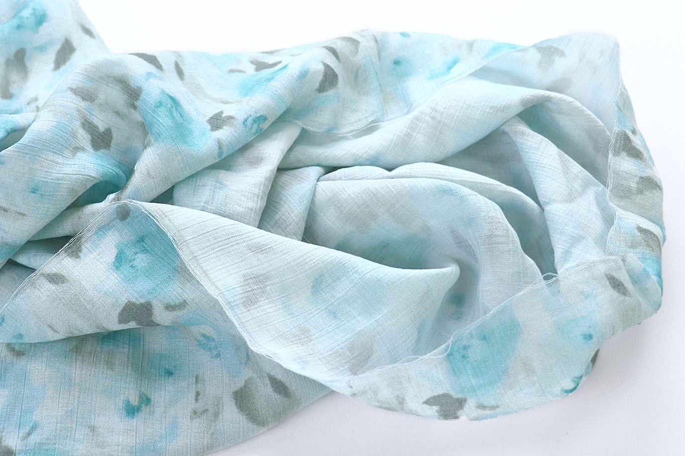 Лен "Медея" принт/цветы серо-изумрудные на белом 4097-PY/D#3/C#1