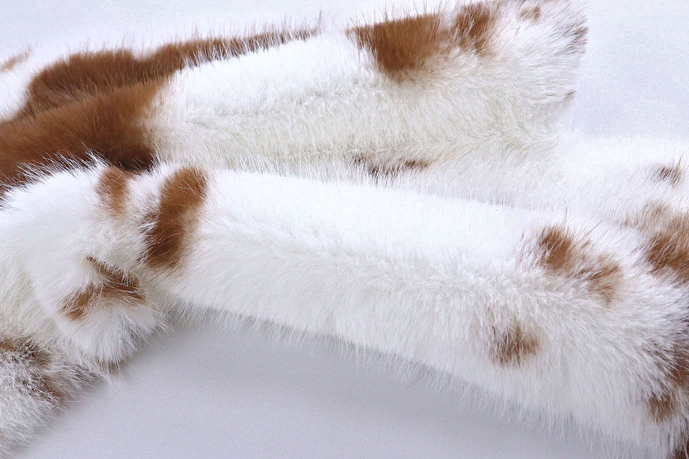 Искусственный мех "Песец" принт/пятна светло-коричневые на белом AP50618/D#289-6201/C#B