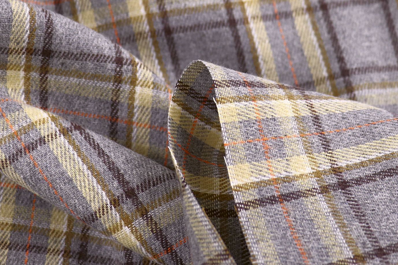 Рубашечная ткань принт/клетка желтая на сером 1418-PY/D#10/C#1