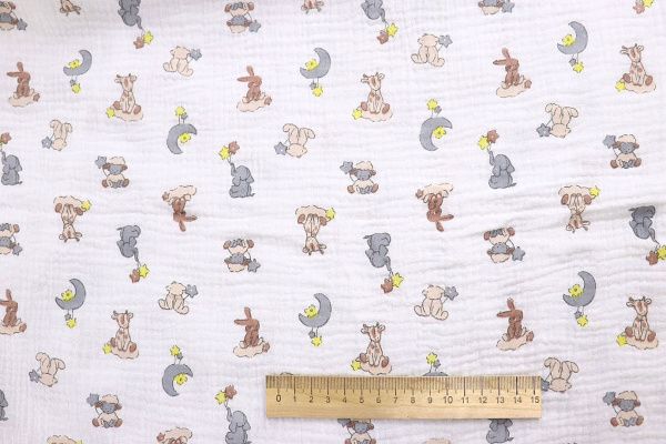 Муслин принт/звери на белом 1414-PY/D#2/C#1 (7614)