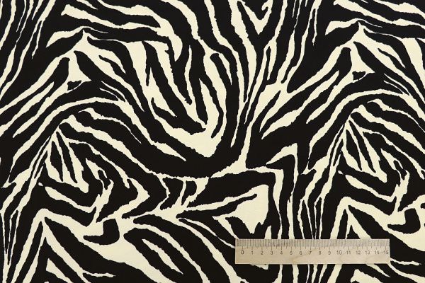 Трикотаж "Скуба" креп принт/зебра черно-молочная 3836-PY/C#1
