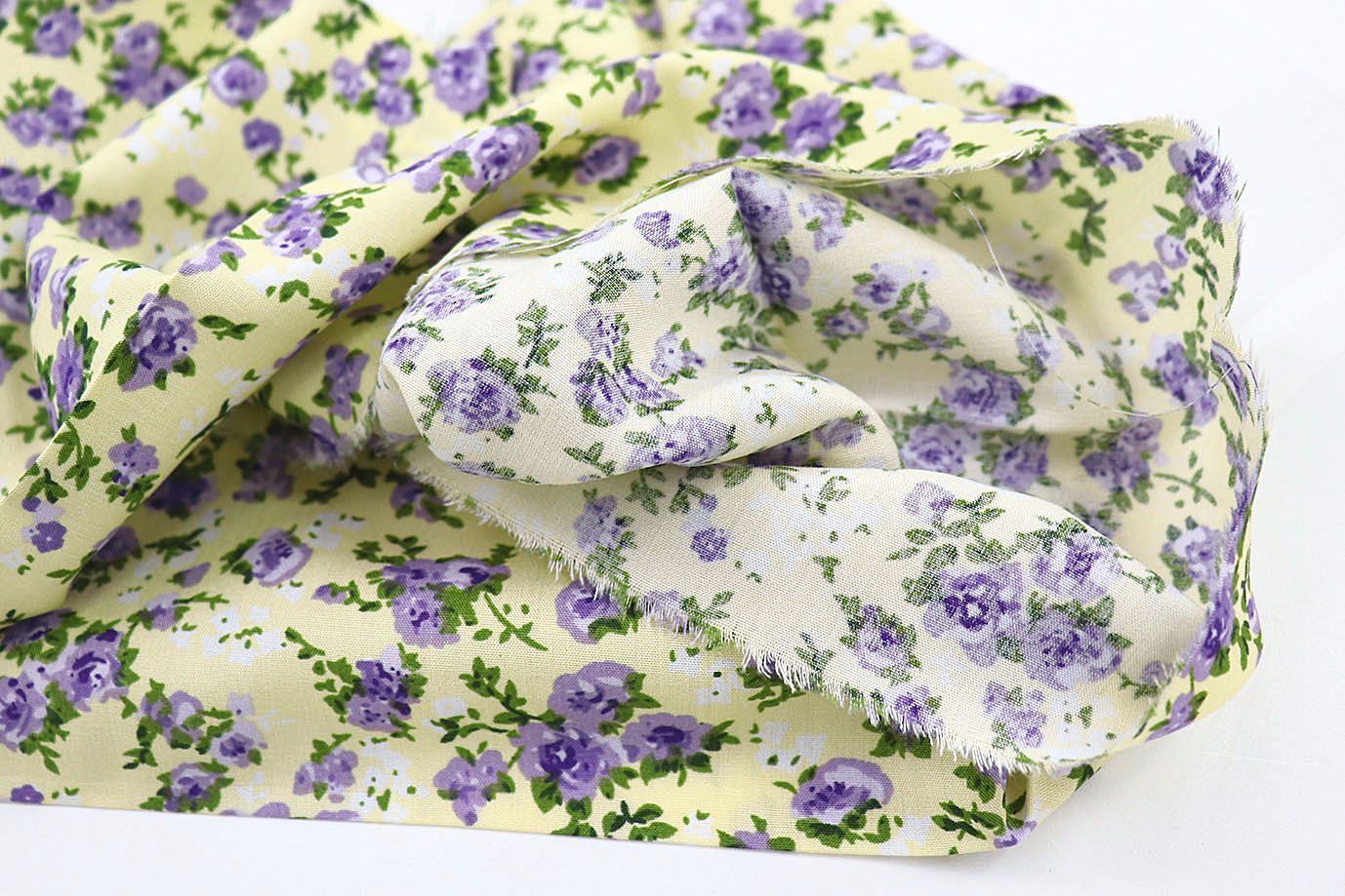 Штапель принт/цветы фиолетовые на желтом 3660-PY/D#25/C#2