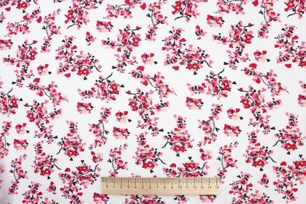 Шифон принт/цветы красно-розовые на белом 3873-PY/D#2/C#1