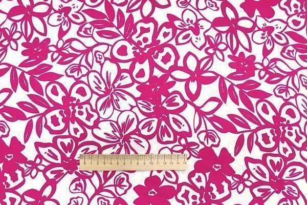 Штапель принт/цветы малиновые на белом 1374-PY/D#29/C#5