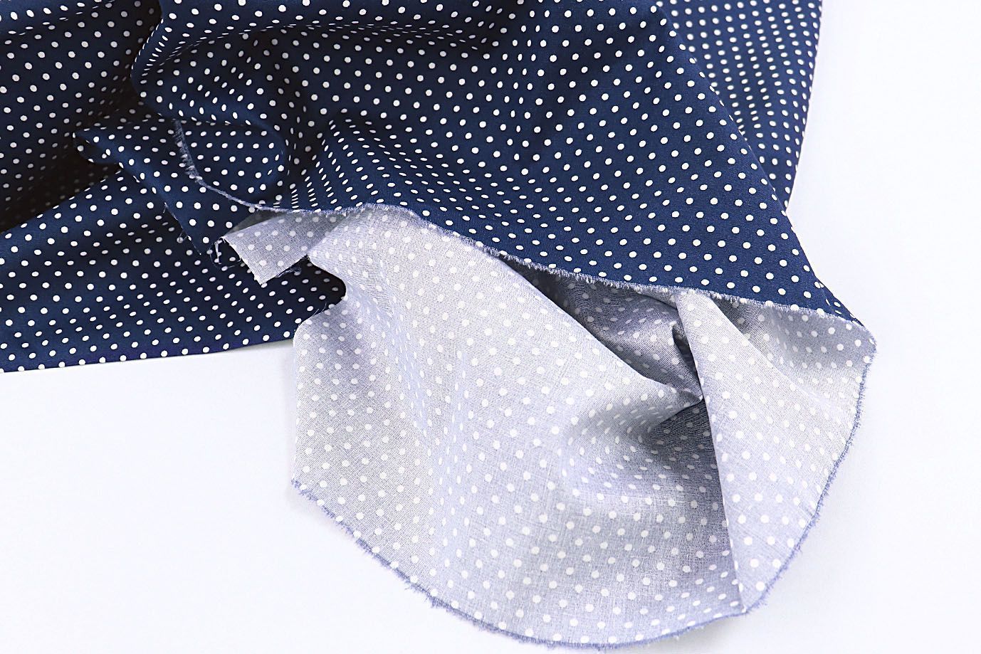 Хлопок "Поплин" стрейч принт/горох белый на темно-синем 3716-PY/D#2/C#4