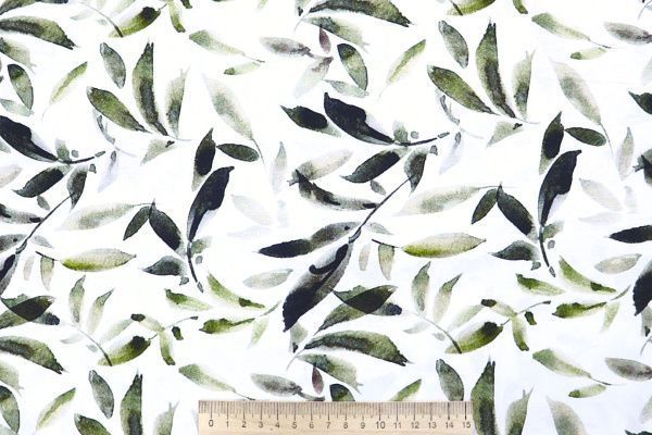 Штапель принт/серые и зеленые на белом 4203-PY/D#4/C#1