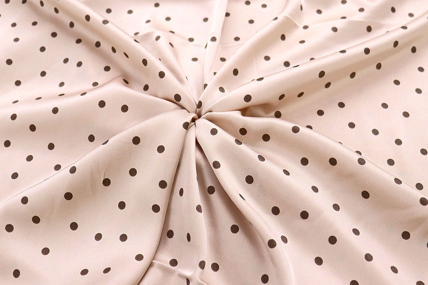 Шелк "Армани" принт/горох коричневый на кремово-розовом 4277-PY/D#1/C#1
