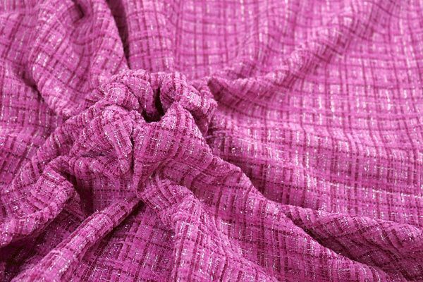 Пальтовая ткань "Шанель" принт/клетка малиновая 1361-6536/C#27 (50311)