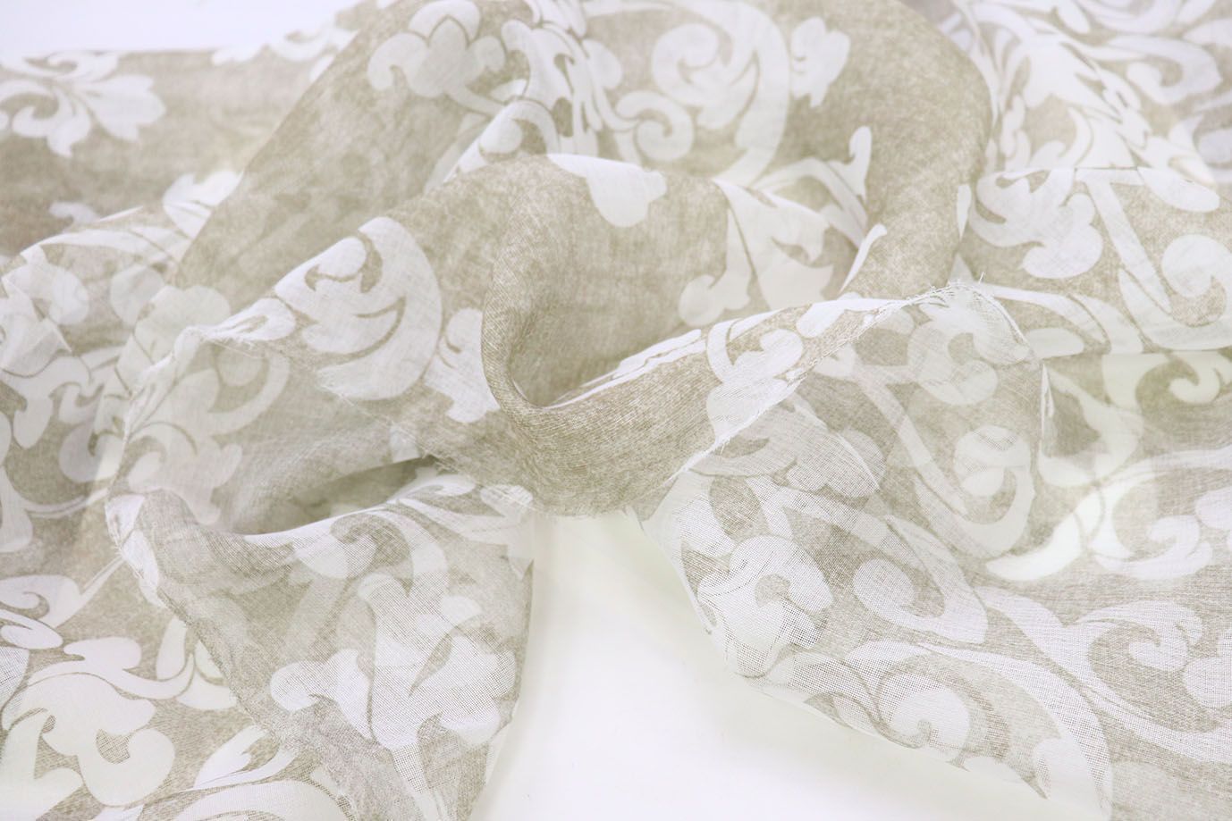 Тюль принт/узор белый на сером WBC23/C#12A