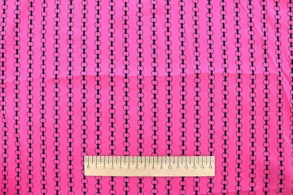 Сатин "Армани" принт/цепи черные на розовом 3588-PY/D#14/C#5