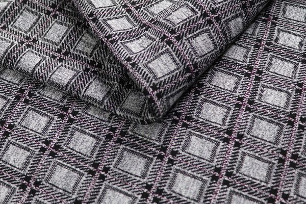 Трикотаж принт/клетка черно-серая с бордовым 2693/D#15/C#2