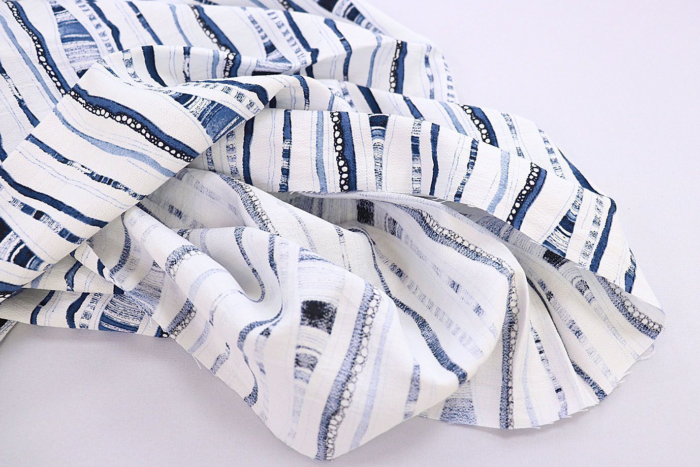 Лен БОХО принт/синий на белом 3857-PY/D#11/C#1