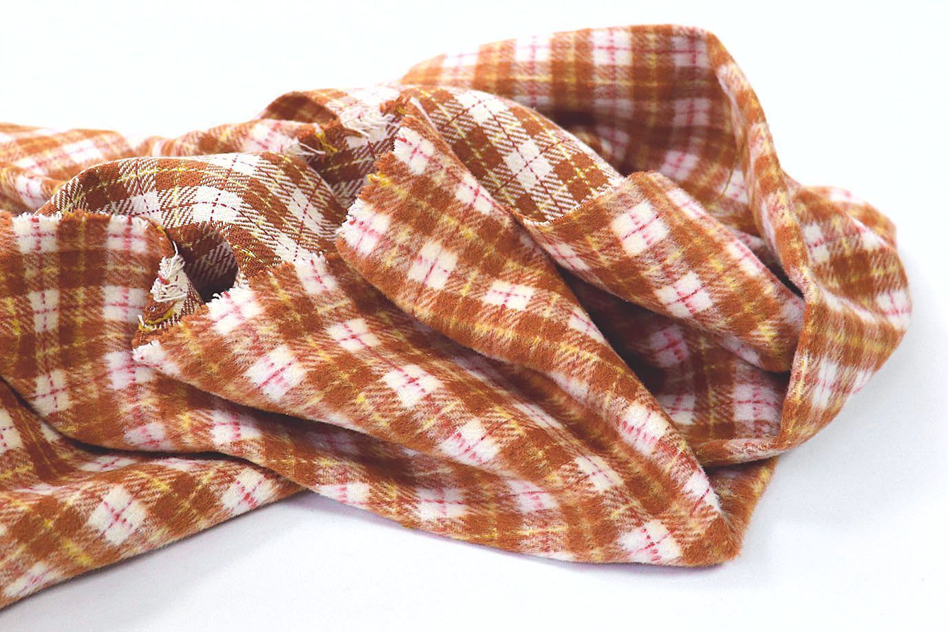 Пальтовая ткань принт/клетка бело-коричневая AP210901069/D#908-717/C#5