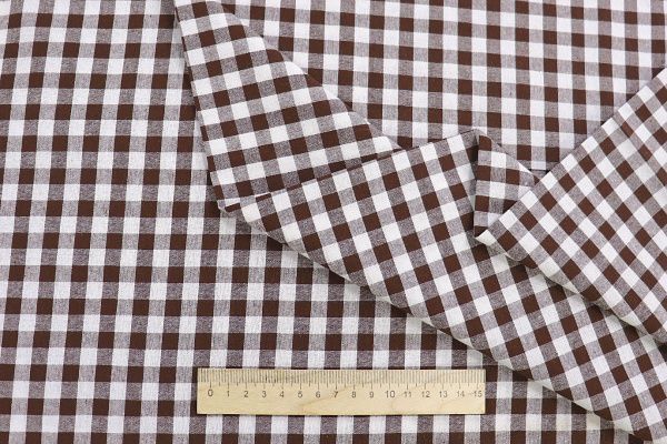 Хлопок принт/клетка коричнево-белая 1386-PY/C#5