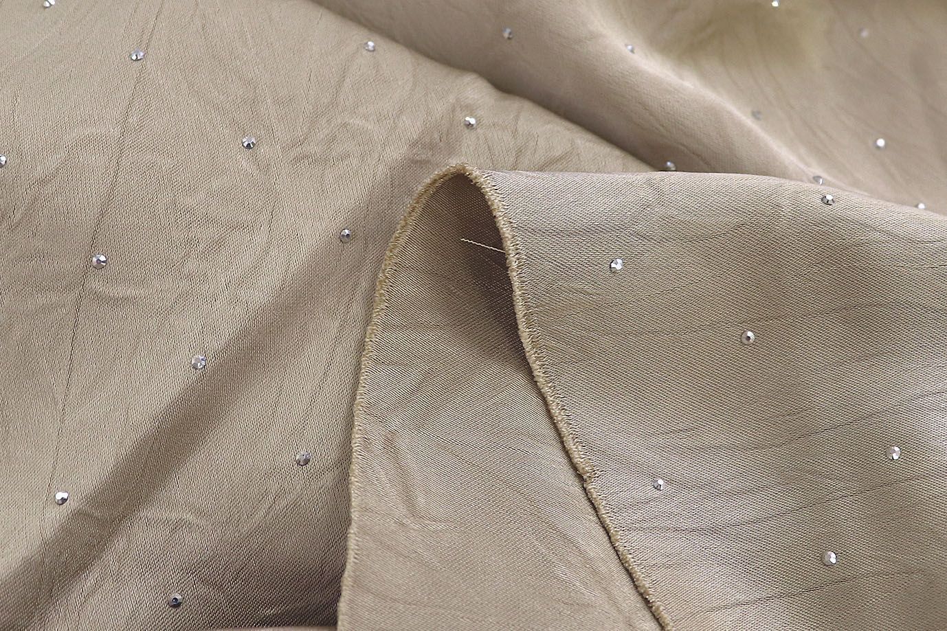 Шелк "Токио" креш со стразами/капучино 3805-PY/C#19 (11901)