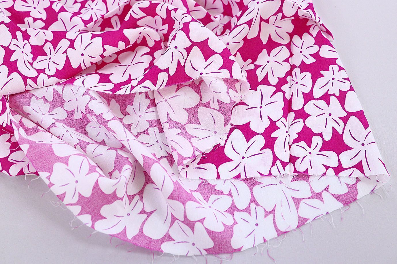 Штапель принт/цветы белые на малиновом 1382-PY/D#15/C#3