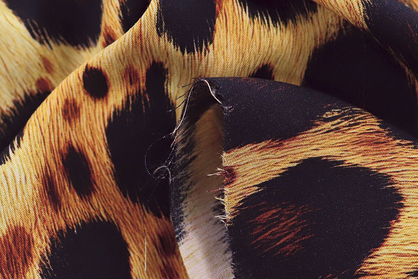 Штапель принт/леопард черно-оранжевый на желтом 1375-PY/D#6/C#1