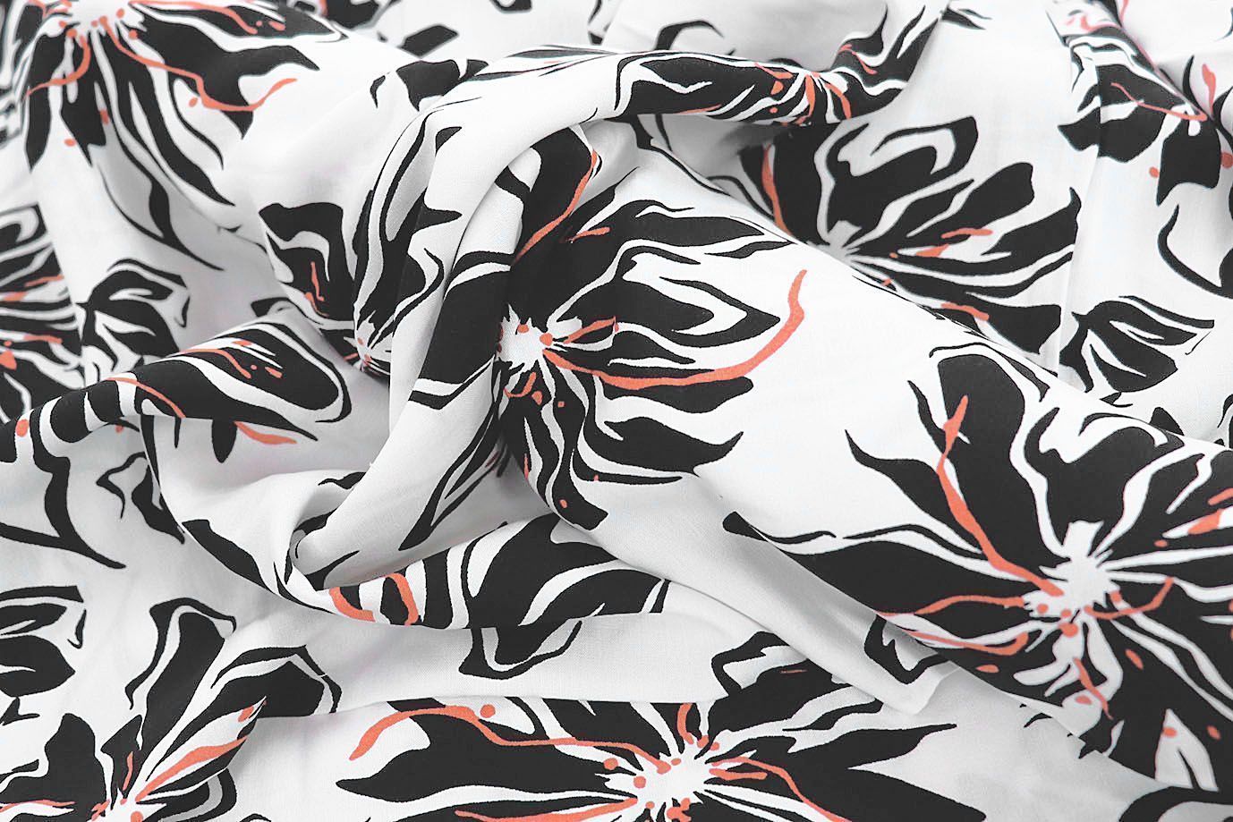 Штапель принт/цветы черные на белом 3858-PY/D#9/C#5