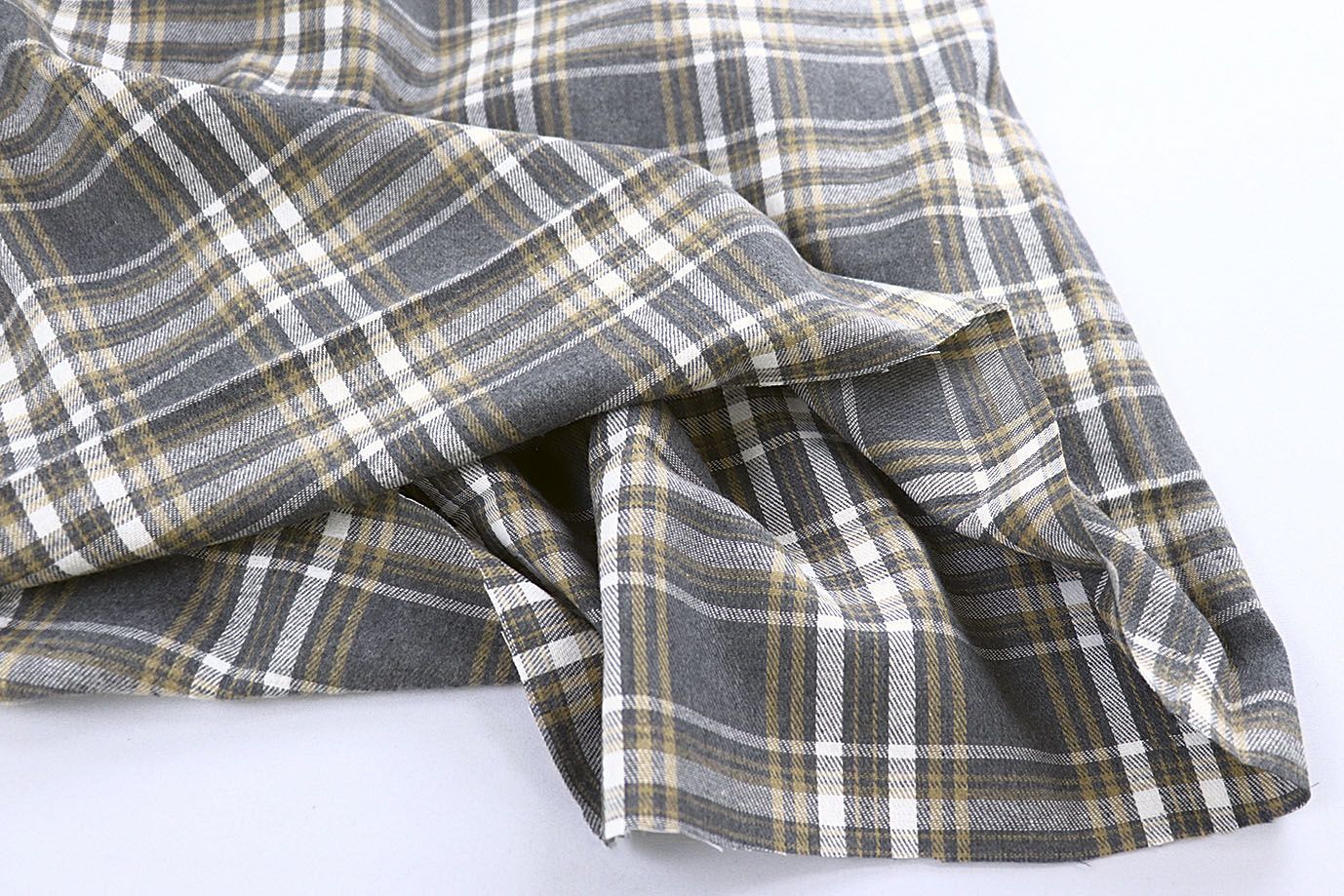 Рубашечная ткань принт/клетка желто-белая на сером 1418-PY/D#12/C#1