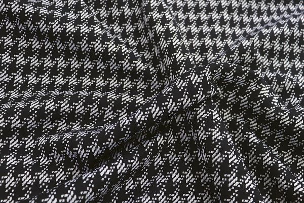 Трикотаж жаккард принт/гусиная лапка черно-белая 1320-PY/D#4/C#1
