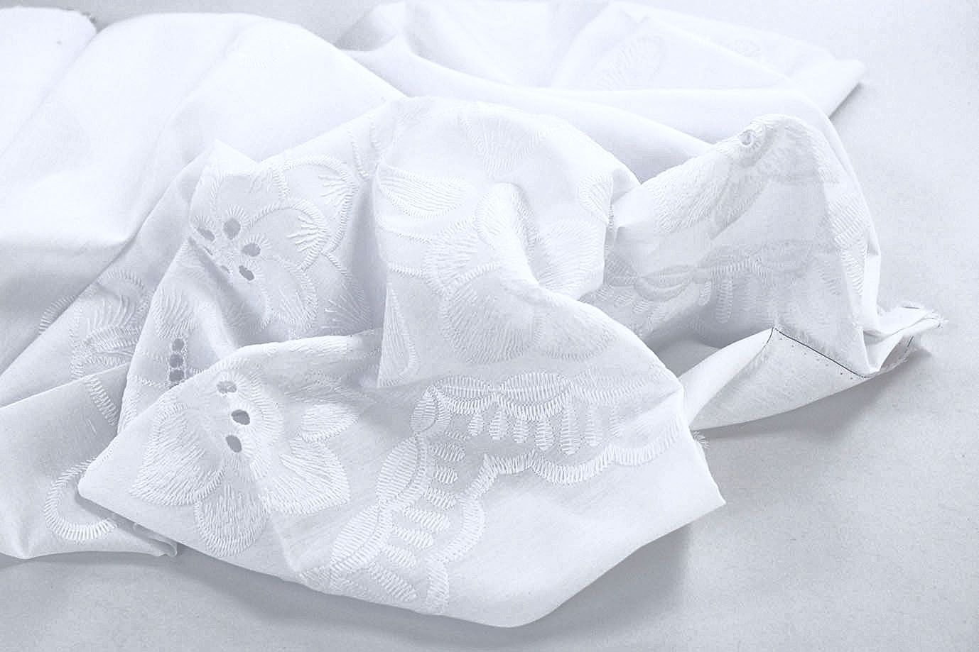 Хлопок с вышивкой/белый DT-16215A/D#5/C#1