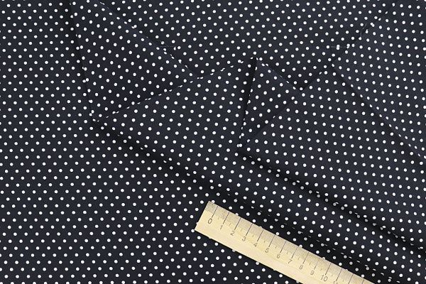 Хлопок "Поплин" стрейч принт/горох белый на черном 3716-PY/D#2/C#5