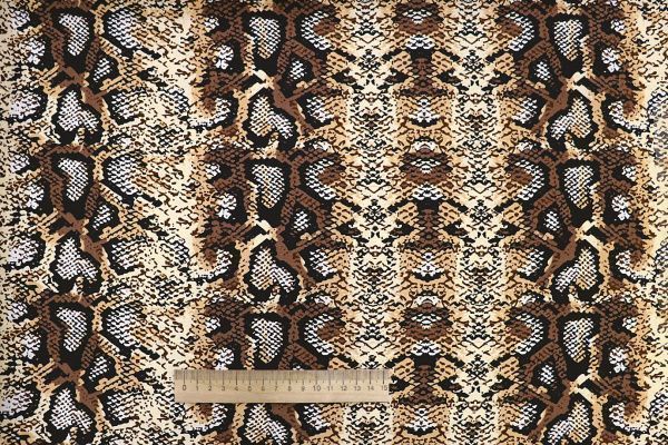 Штапель принт/змея черно-коричневая на молочном 3861-PY/D#18/C#1