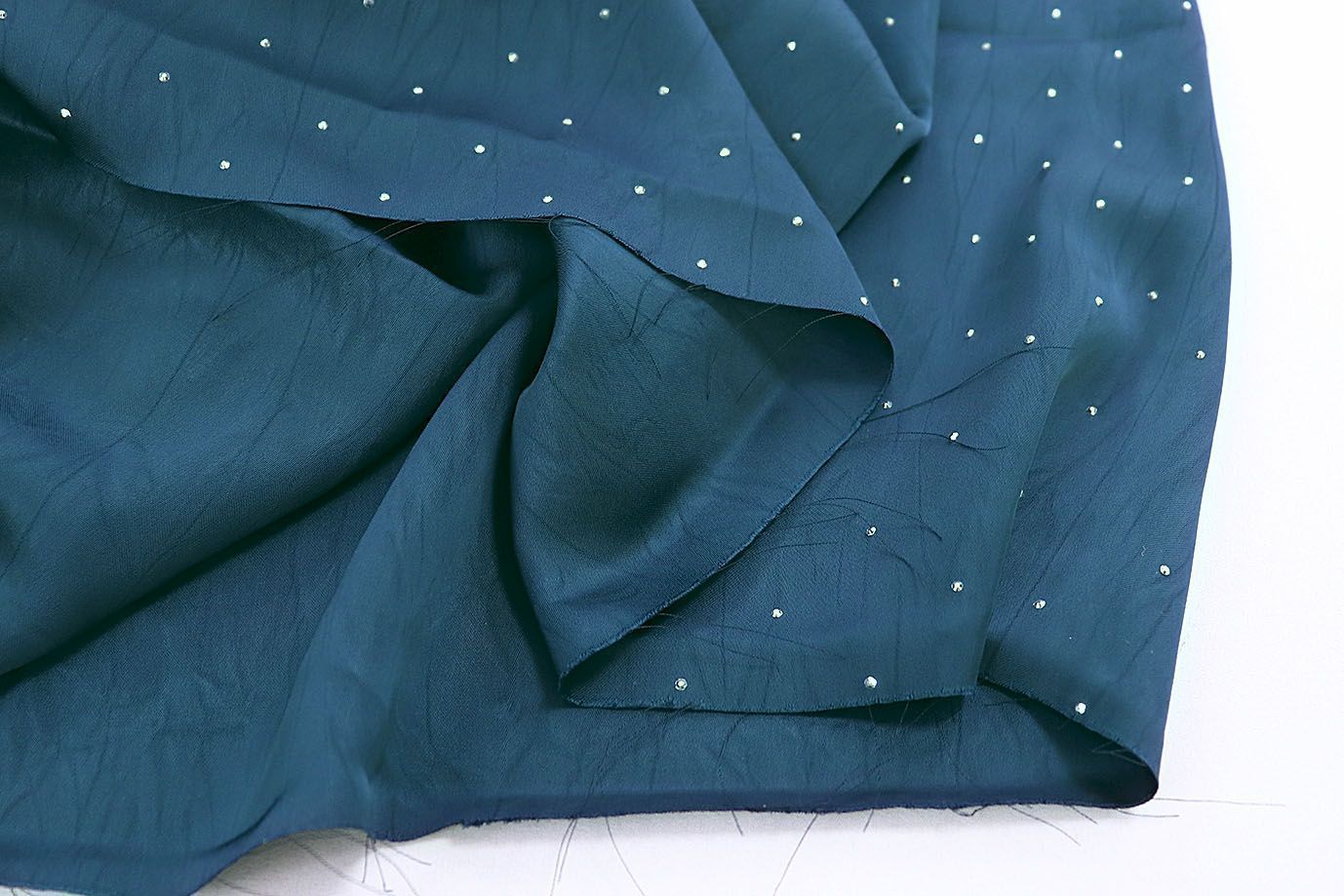 Шелк "Токио" креш со стразами/зеленовато-синий 3805-PY/C#16