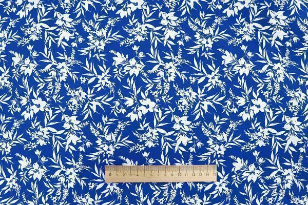 Штапель принт/цветы белые на синем 1374-PY/D#10/C#2