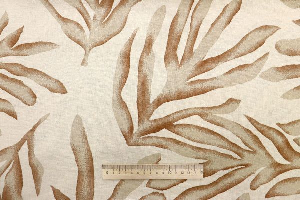 Лен принт/листья коричневые на бежевом 3852-PY/D#5/C#2