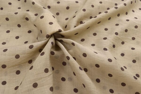 Органза принт/горох коричневый на бежевом 4197-PY/D#1/C#2